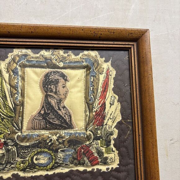 Framed Trapunto Embroidery: William Henry Allen War of 1812 Naval Commandant - Picture 4 of 8